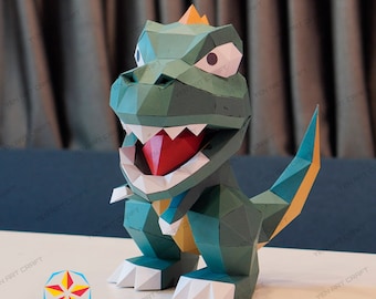 Dinosaur Papercraft PDF SVG Template for creating 3D T Rex Paper Craft, DIY Gift for kids, Low poly Decor Origami Svg files for cricut
