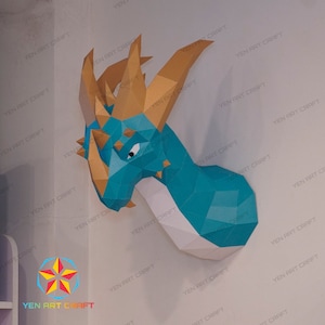 DIY papercraft dragon with PDF, SVG Template for creating Decorative wall hang dragon, Decor kid&#39;s walls, Svg for cricut projects