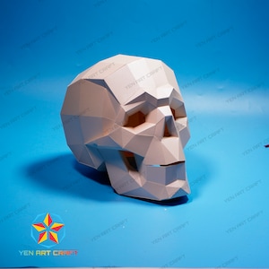 Teschio Papercraft PDF per stampante, SVG per progetti Cricut, Teschio 3D con carta, Kit fai da te, Origami Decor Teschio basso poli
