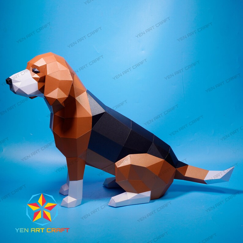 Beagle de PaperCraft (PDF, SVG) para Cricut: manualidades de papel, origami, modelos de esculturas, etc. imagen 8