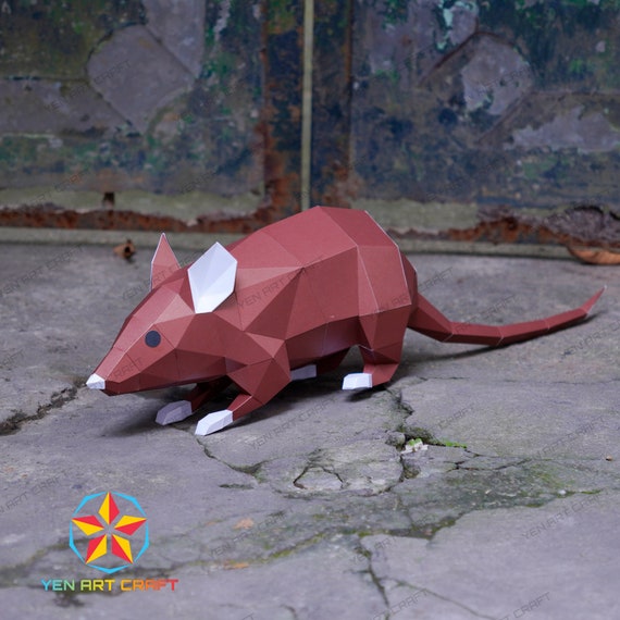 PaperCraft Rat PDF, SVG Template for Cricut Project - DIY Rat Paper Craft, Origami, Low Poly, Sculpture Model Paper