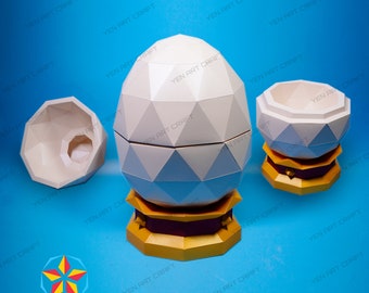 Lucky Easter Egg Papercraft PDF, SVG Template - 3D Egg Low poly Sculpture - Easter Eggs Candy Box - Giant Open Egg Paper Craft