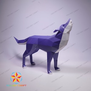 DIY Papercraft Wolf PDF for printer, SVG for Cricut Projects, Low Poly Wolf Paper Craft, Origami Svg files for Cricut, Cameo4, Howling Wolf