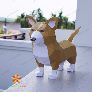 DIY Corgi Papercraft PDF SVG Template pour créer Corgi Paper Craft, Kit de bricolage, Low poly Corgi Dog Decor Origami Svg fichiers pour cricut