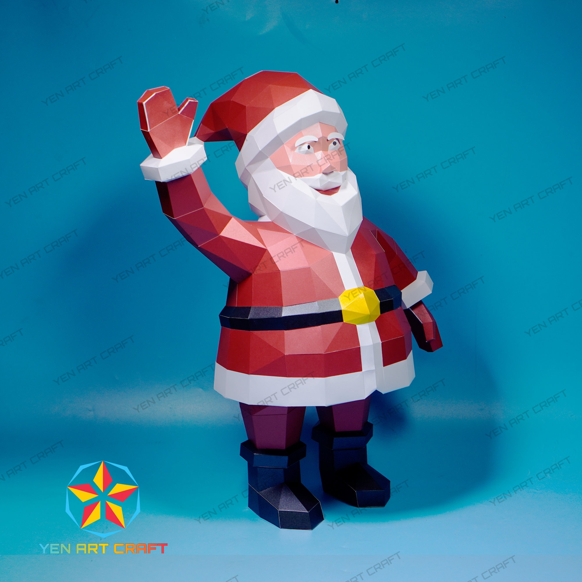 Santa Using Printer Papercraft Santa Claus PDF for Printer, SVG Template for Cricut ...