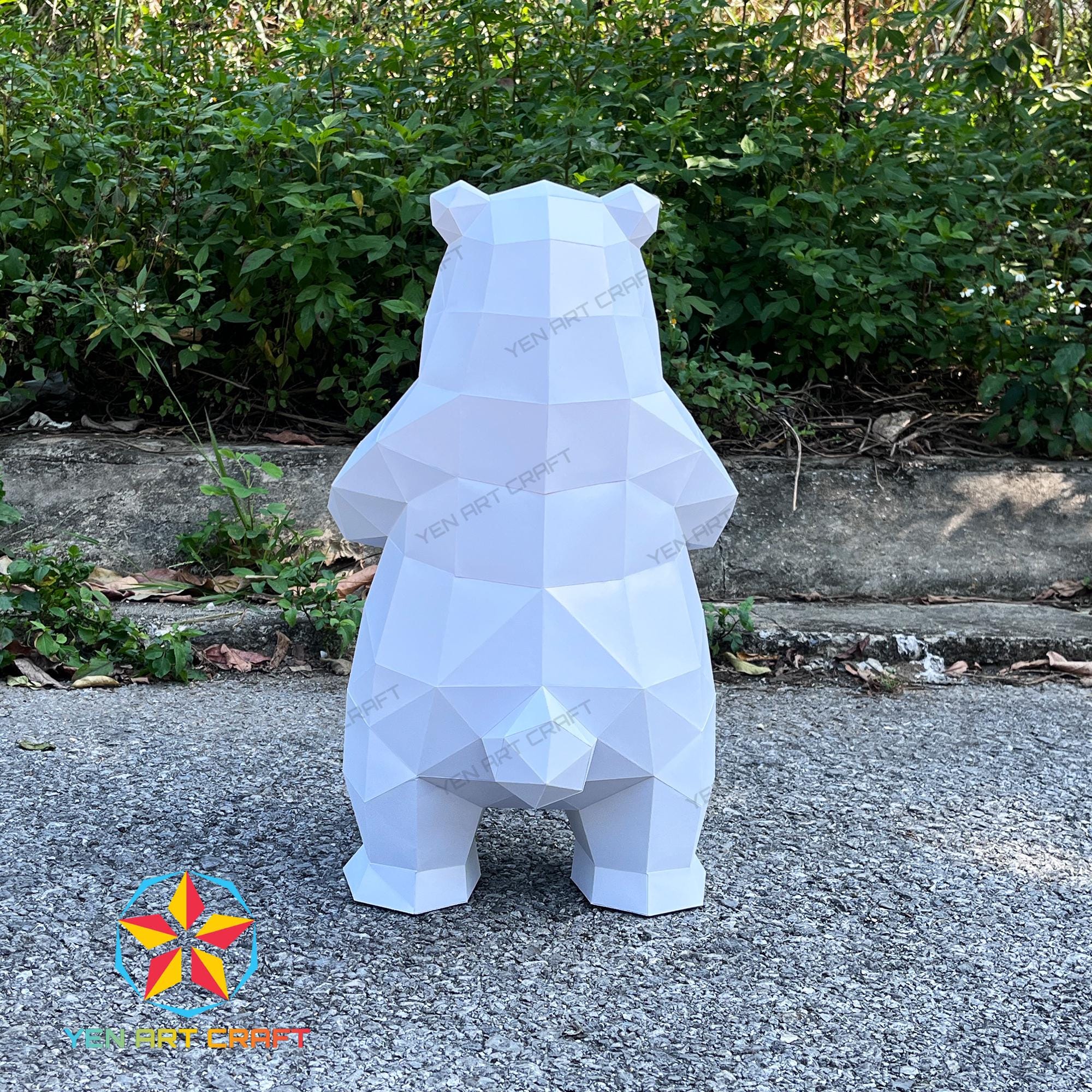 Polar Bear With Heart Papercraft Template Diy Low Poly Polar
