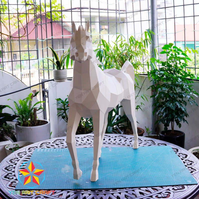 PaperCraft Pferd PDF, SVG Vorlage für Cricut Project DIY Pferd Papiermodell, Origami, Low Poly, Skulptur Modell Papier Bild 5