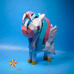 3D Papercraft Unicorn PDF, SVG Template, 3D Unicorn Paper Craft, Diy Craft Kit, Low poly Unicorn Decor Origami Svg for cricut projects
