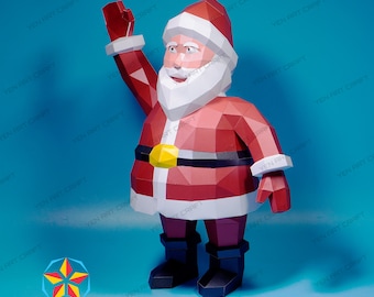 PDF para imprimir de Papá Noel de papel, plantilla SVG para proyectos Cricut - Escultura de papel de Rodolfo de Navidad DIY