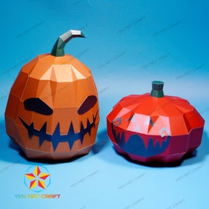 Set 2 Pumpkin Papercraft PDF, SVG Template - DIY Pumpkin Jack O Lantern - Halloween Pumpkin 3D, Halloween Decor - Svg for Cricut Project