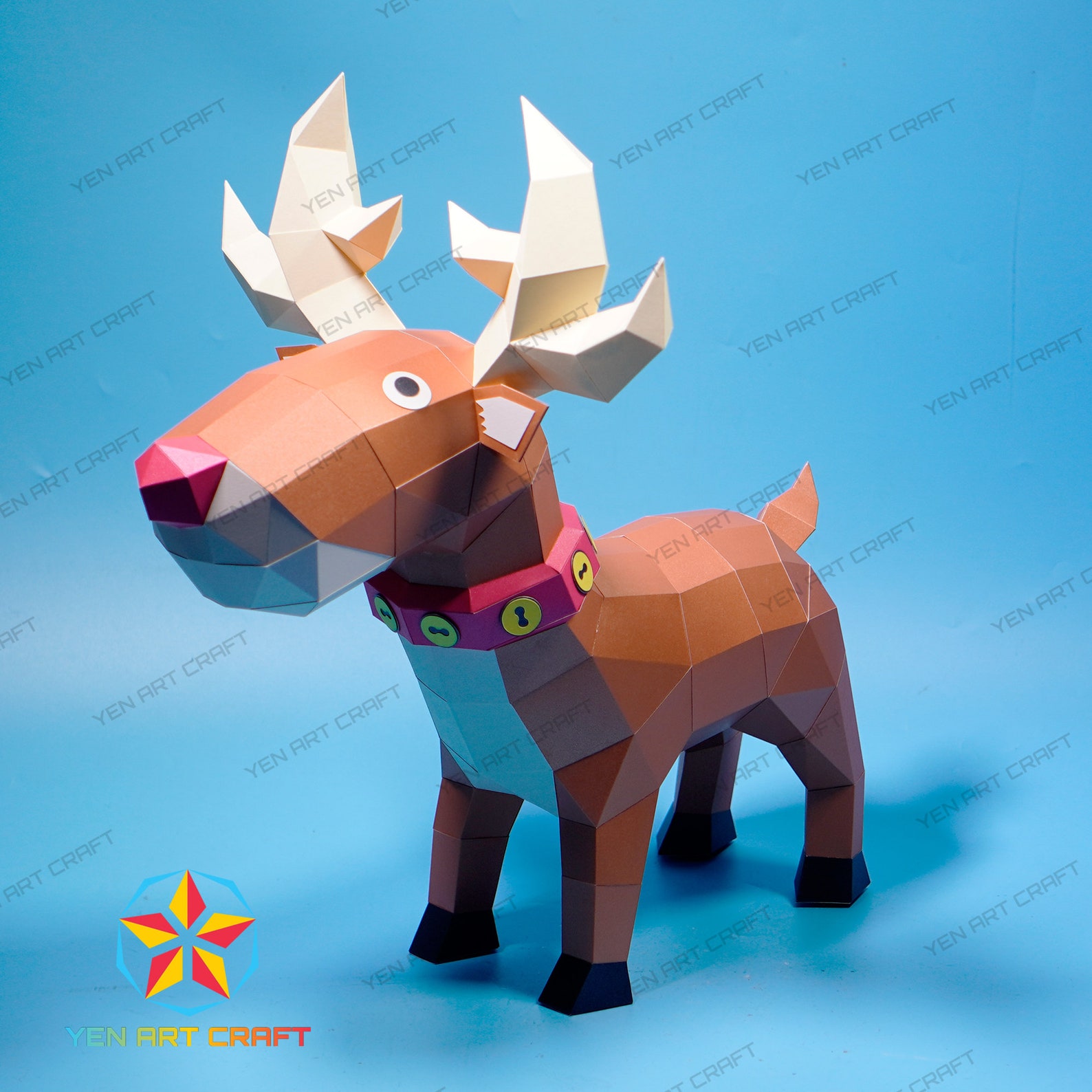 Papercraft Rudolph Papercraft Reindeer Rudolph PDF, SVG Template for Cricut Projects ...