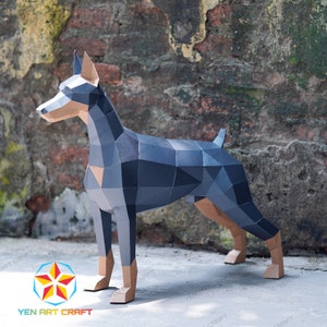 PaperCraft Doberman Dog PDF, SVG Template for Cricut Project - DIY Doberman Dog Paper Craft, Origami, Low Poly, Sculpture Model Paper