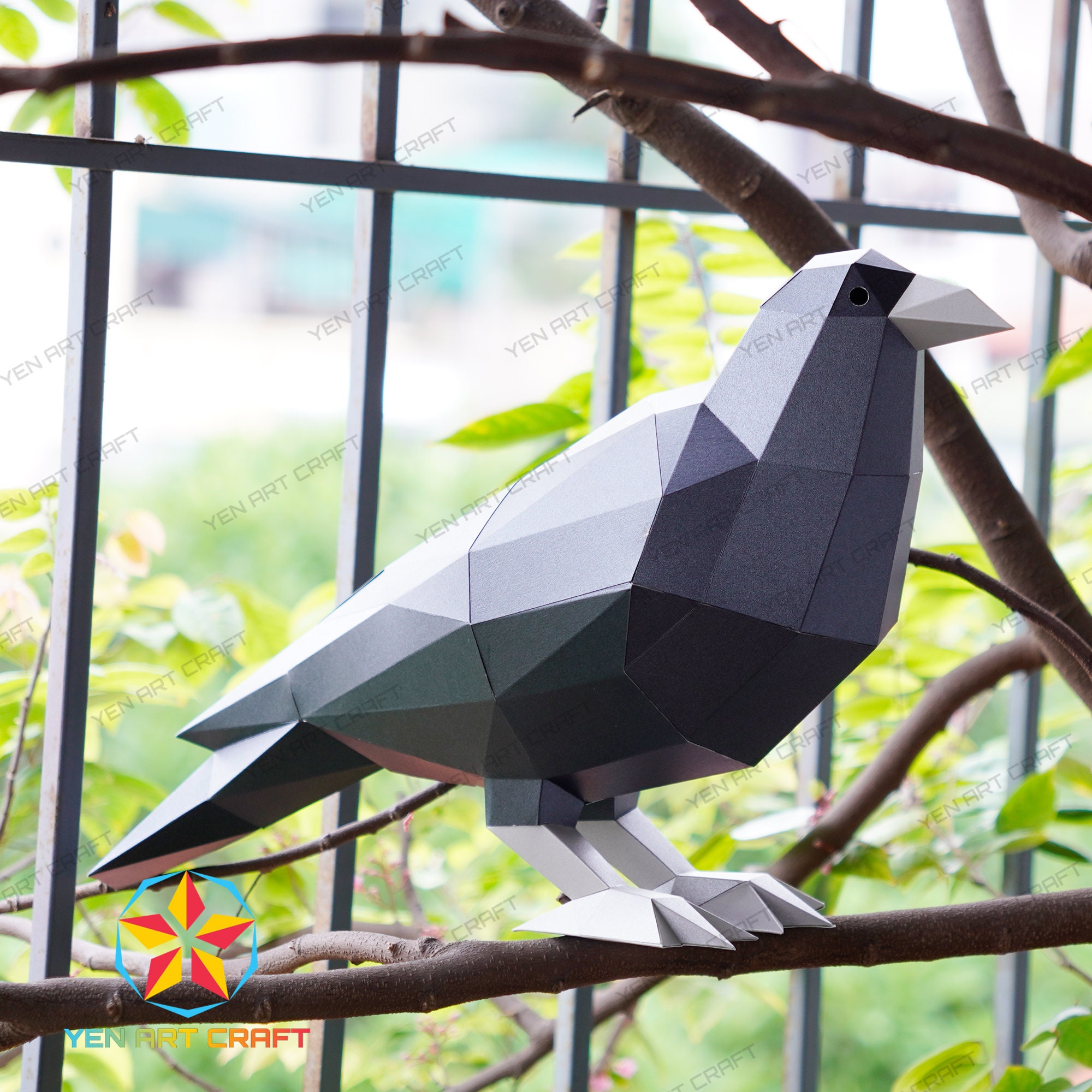 Raven Ripped Paper Effect Papercraft Raven PDF, SVG Template for Cricut Project - DIY Raven Paper ...