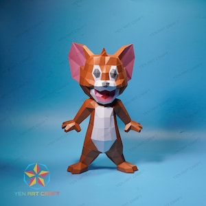 Papercraft Maus PDF Printable - SVG für Schneidemaschine - Kawaii Maus 3D Papercraft Low Poly, 3D PapierSkulptur, DIY Geschenk Baby