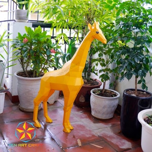 PaperCraft Giraffe PDF, SVG-sjabloon voor Cricut Project - DIY Giraffe Paper Craft, Origami, Low Poly, Sculptuur Model Papier