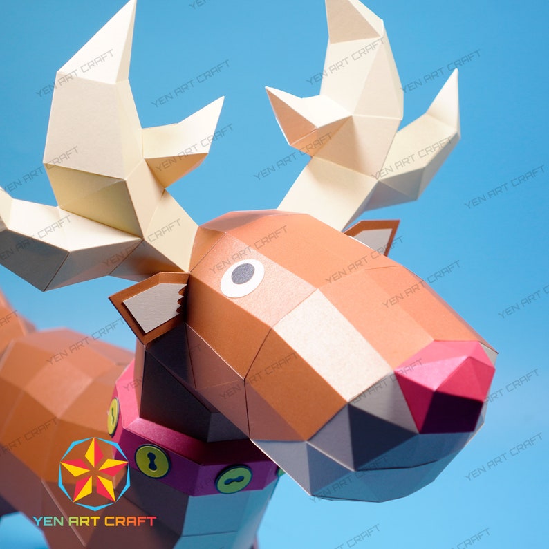 Papercraft Rudolph Papercraft Reindeer Rudolph PDF, SVG Template for Cricut Projects ...