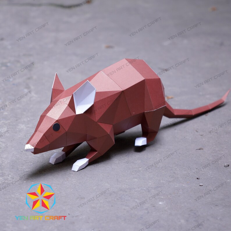 PaperCraft Rat PDF, SVG Template for Cricut Project - DIY Rat Paper Craft, Origami, Low Poly, Sculpture Model Paper image 7