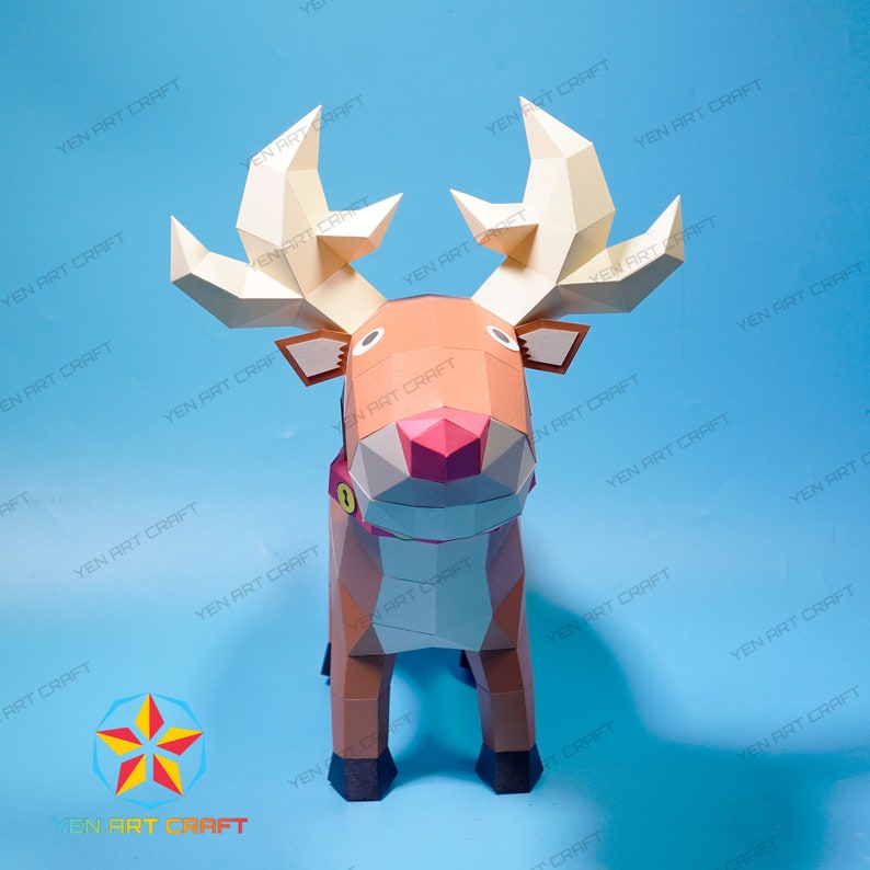 Papercraft Rudolph Papercraft Reindeer Rudolph PDF, SVG Template for Cricut Projects ...