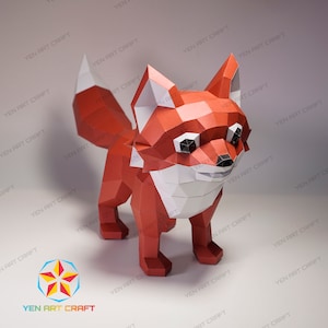 3D Fox Papercraft PDF SVG Template for creating 3D Fox Paper Craft, Diy Craft Kit, Low poly Fox Decor Origami Svg files for cricut