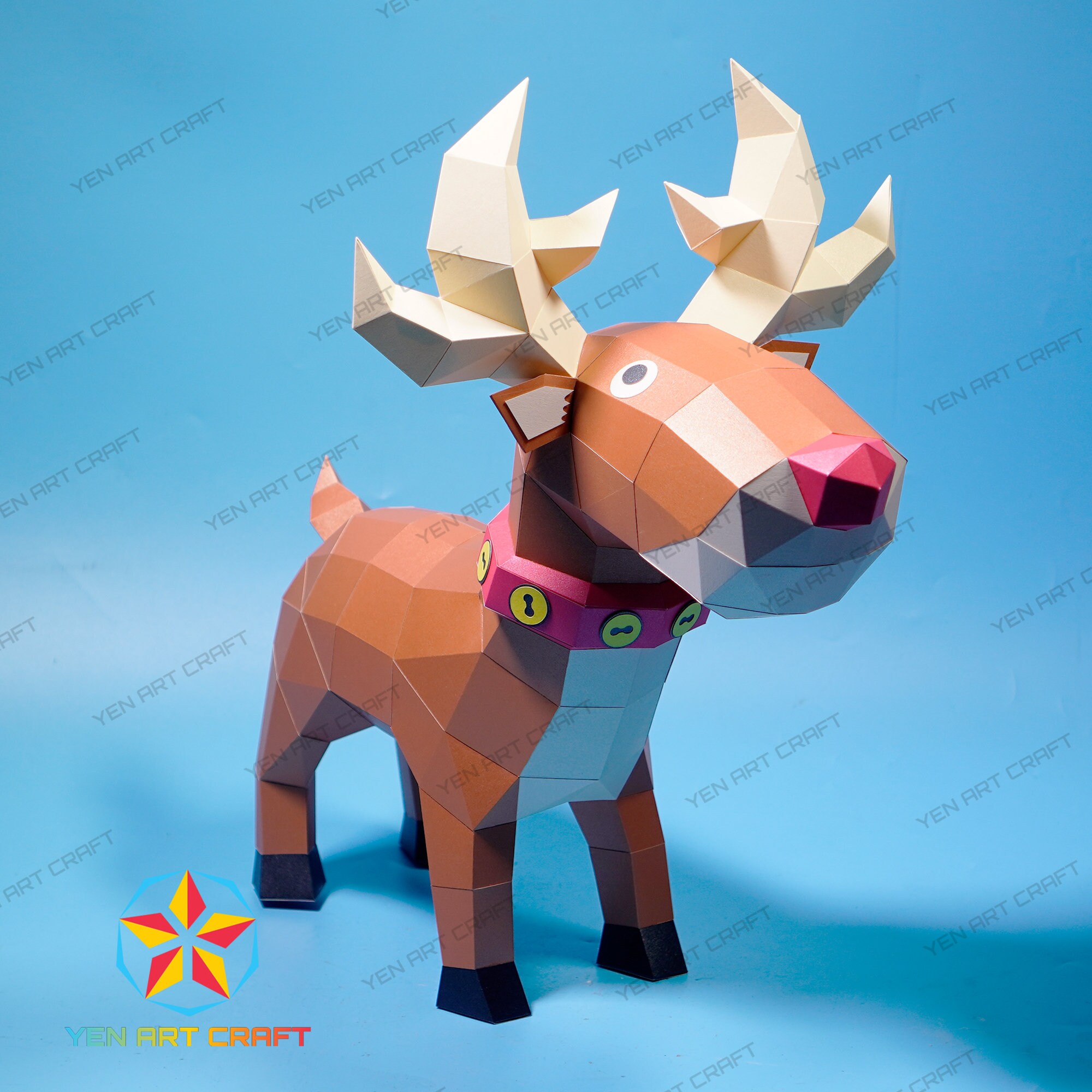 Papercraft Reindeer Rudolph PDF, SVG Template for Cricut Projects ...