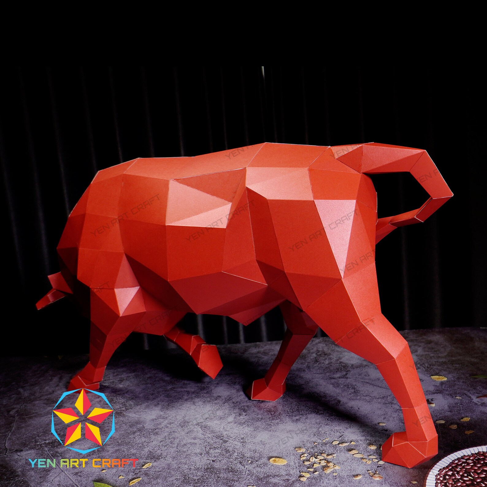 Papercraft Bull PDF, SVG Template for Cricut Project - DIY Bull Paper ...