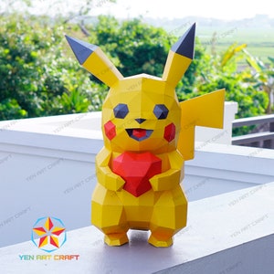 Pikachu Papercraft PDF, 3D SVG Template, Low poly Pikachu, Diy gifts for kids, 3D Paper craft SVG Files For Cricut by Yen Art Craft