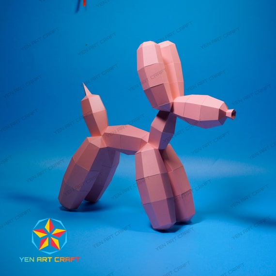 Balloon Dog Papercraft PDF, SVG Template, 3D Balloon Dog Paper Craft, Diy Craft Kit, Low poly Balloon Decor Origami Svg files for cricut