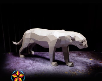 PaperCraft Panther PDF, SVG Template for Cricut Project - DIY Panther Paper Craft, Origami, Low Poly, Sculpture Model Paper