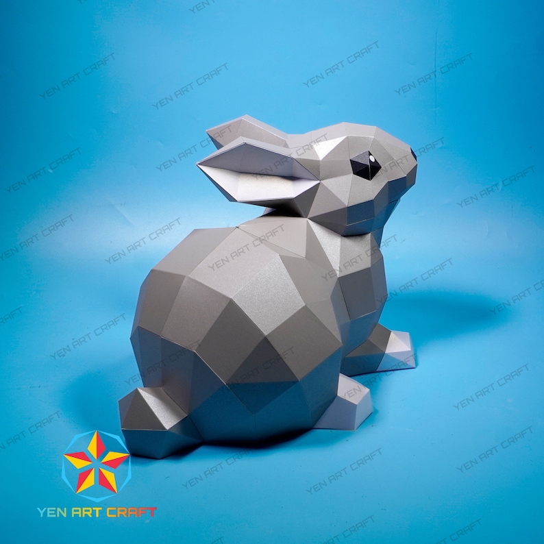 Papercraft Rabbit Sits PDF, SVG Template for Cricut Projects, Printer ...