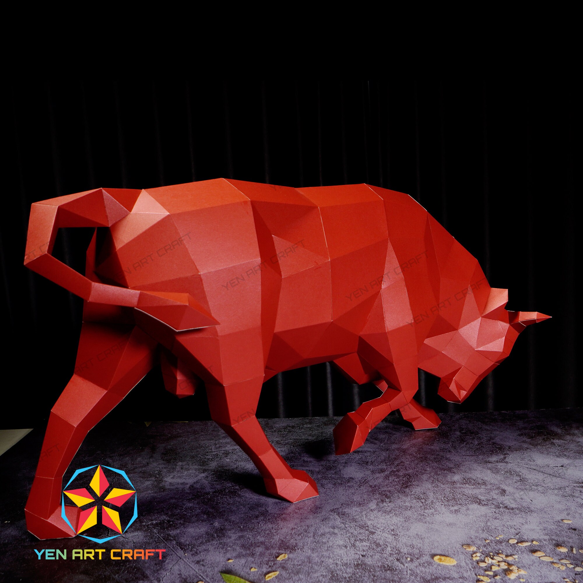 Papercraft Bull PDF, SVG Template for Cricut Project - DIY Bull Paper ...