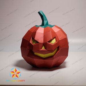 Pumpkin Papercraft PDF, SVG Cricut Template, Halloween Paper Crafts, DIY low poly pumpkin, Halloween Decor or Halloween gift, Pumpkin Scary
