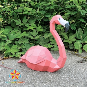 Flamingo Papercraft PDF, SVG Template For Cricut projects - Diy Flamingo Origami, Sculpture Model Paper for Home Decor - 3D Low Poly Animal
