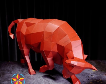 PaperCraft Bull PDF, SVG-Vorlage für Cricut-Projekt – DIY Bull Paper Craft, Origami, Low Poly Bull, Skulptur Bull Modellpapier