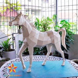 PaperCraft Pferd PDF, SVG Vorlage für Cricut Project DIY Pferd Papiermodell, Origami, Low Poly, Skulptur Modell Papier Bild 10