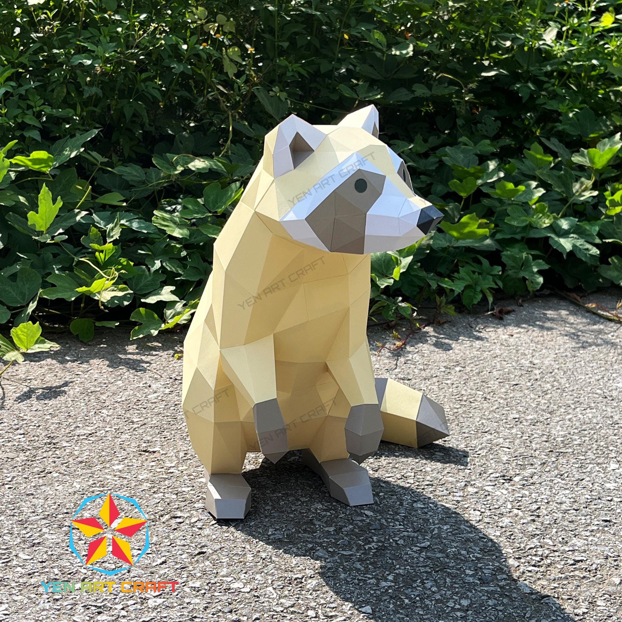 3D Raccoon Papercraft Template: DIY Low Poly Sculpture (PDF, SVG for ...