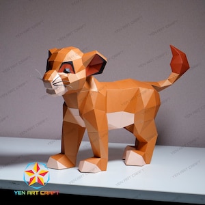 DIY Lion Papercraft PDF SVG Template para criar 3D Lion Paper Craft, Diy Craft Kit, Low poly Simba Decor Origami Svg files para cricut