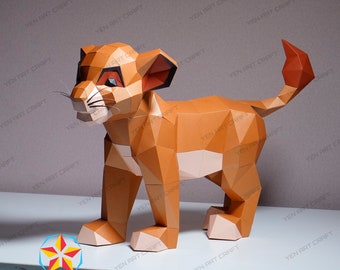 DIY Lion Papercraft PDF SVG Template for creating 3D Lion Paper Craft, Diy Craft Kit, Low poly Decor Origami Svg files for cricut