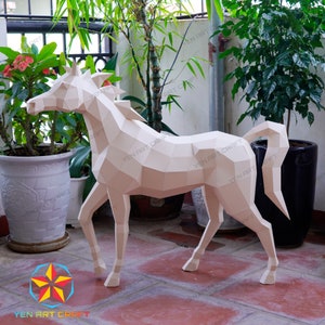 PaperCraft Pferd PDF, SVG Vorlage für Cricut Project DIY Pferd Papiermodell, Origami, Low Poly, Skulptur Modell Papier Bild 8