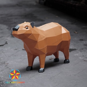 PaperCraft Capybara PDF, Plantilla SVG para Cricut Project - DIY Capybara Paper Craft, Origami, Low Poly, Escultura Modelo Papel