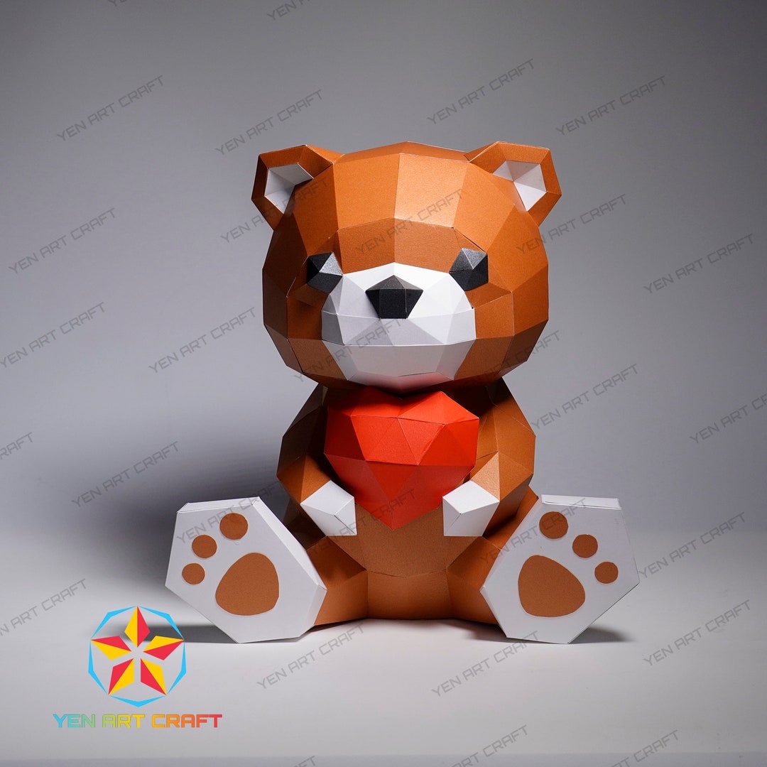 DIY Teddy Bear Papercraft PDF SVG Template for Creating 3D Teddy Bear Paper Craft Low Poly Teddy Bear Decor Origami Svg Files for Cricut Etsy UK