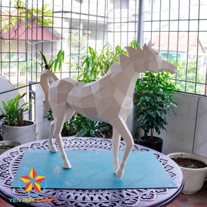 PaperCraft Pferd PDF, SVG Vorlage für Cricut Project DIY Pferd Papiermodell, Origami, Low Poly, Skulptur Modell Papier Bild 4