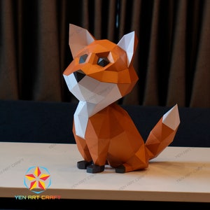 Fai da te Fox Papercraft PDF SVG Template per creare 3D Fox Paper Craft, Diy Craft Kit, file Low poly Fox Decor Origami Svg per cricut