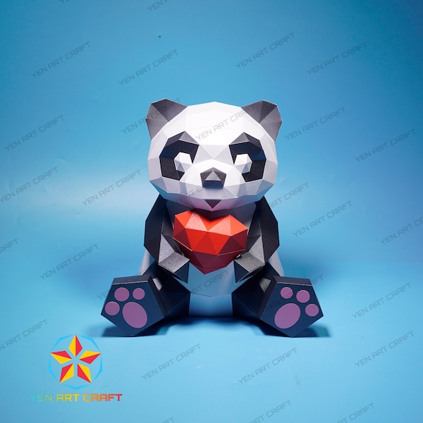 DIY Panda Bear Papercraft PDF SVG Template for creating 3D Teddy Bear Paper Craft, Low poly Teddy Bear Decor Origami Svg files for cricut