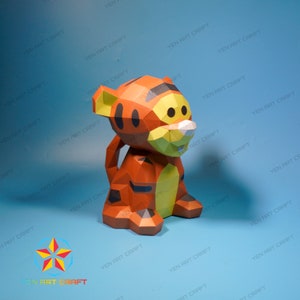 DIY Baby Tiger Papercraft PDF SVG Template for creating 3D Tiger Paper Craft, Diy Craft Kit, Low poly Tiger Decor Svg files for cricut