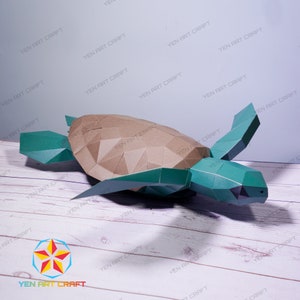 PaperCraft Green Sea Turtle PDF, SVG Template for Cricut Project - DIY Green Sea Turtle Paper Craft, Origami, Sculpture Model Paper
