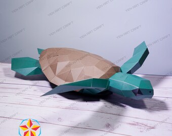 PaperCraft Green Sea Turtle PDF, SVG Template for Cricut Project - DIY Green Sea Turtle Paper Craft, Origami, Sculpture Model Paper