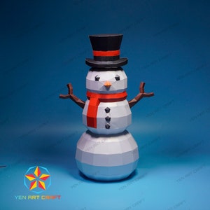 Snowman Papercraft PDF SVG Template for creating 3D Snowman Paper Craft, DIY Gift for christmas, Low poly Decor Origami Svg files for cricut