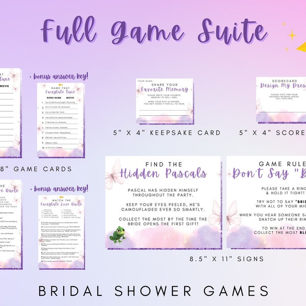 TANGLED INSPIRED BRIDAL Shower Game Templates | diy Fairytale Wedding Games | Instant Download and Canva Template | Editable Wedding Games