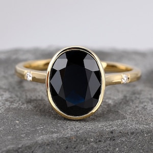 3.0CT Oval Cut Natural Black Onyx K Solid Gold Ring For Women, Wedding Ring, Black Gemstone Ring, Bridal Anniversary Gifts For Her