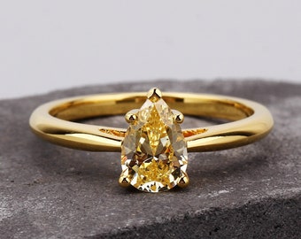 Teardrop Cut Gelb Zirkon 925 Sterling Silber Ring Für Frauen Verlobungsring Solitär CZ Diamant Ring Geschenke Für Sie Zirkonia